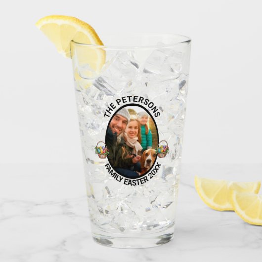 家族パーソナライズされたイースターフォト卵バスケット タンブラーグラス (アイス正面)