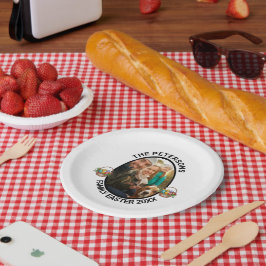 家族パーソナライズされたイースターフォト卵バスケット ペーパープレート