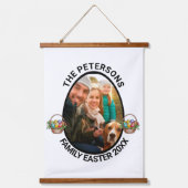 家族パーソナライズされたイースターフォト卵バスケット 吊り下げ型タペストリー (正面)