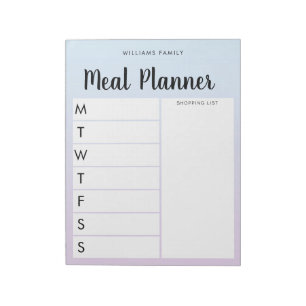 家族パーソナライズされたウィークリーミールプランナー ノートパッド