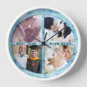 家族パーソナライズされたカップルの最高の写真年 壁時計 (正面)