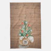 家族パーソナライズされたキッチンクリスマスツリータオル キッチンタオル (縦)