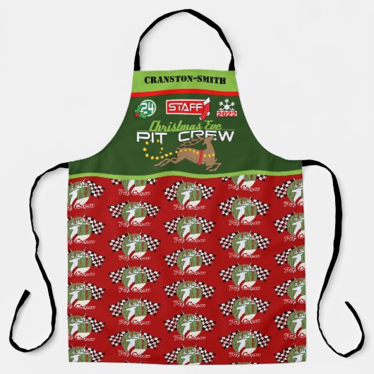家族パーソナライズされたクリスマスイブピットクルーエプロン エプロン (正面)