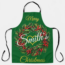 家族パーソナライズされたクリスマスガーランド エプロン