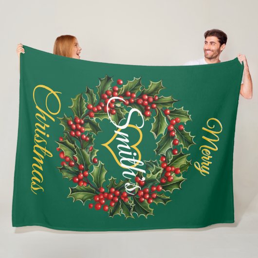 家族パーソナライズされたクリスマスガーランド フリースブランケット (インサイチュ)