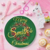 家族パーソナライズされたクリスマスガーランド ペーパープレート (パーティー)