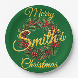 家族パーソナライズされたクリスマスガーランド ペーパープレート