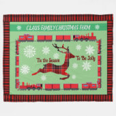 家族パーソナライズされたクリスマスファーム2.0 フリースブランケット (正面(横))