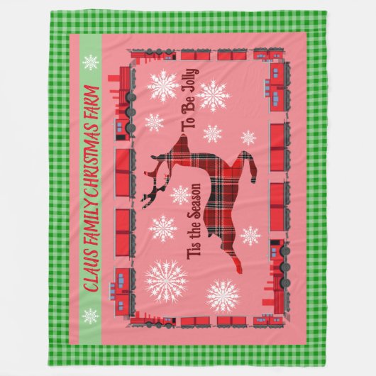 家族パーソナライズされたクリスマスファーム フリースブランケット (正面)