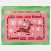 家族パーソナライズされたクリスマスファーム フリースブランケット (正面(横))
