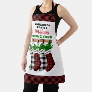 家族パーソナライズされたクリスマスベーキングクルー エプロン