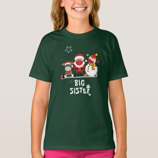 家族パーソナライズされたクリスマスホリデービッグシスター Tシャツ (正面)