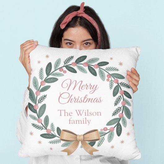 家族パーソナライズされたクリスマスリース クッション
