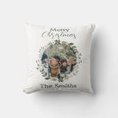 家族パーソナライズされたクリスマスリース クッション (正面)
