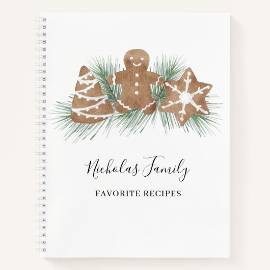 家族パーソナライズされたクリスマスレシピ手帳 ノートブック (正面)