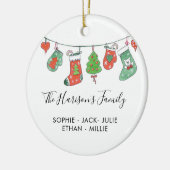 家族パーソナライズされたクリスマス水の色のストッキング セラミックオーナメント (左)