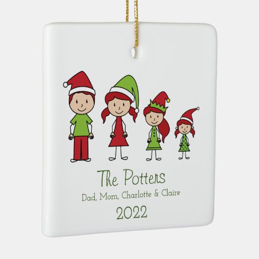 家族パーソナライズされたクリスマス記念セラミックホーン セラミックオーナメント (右)