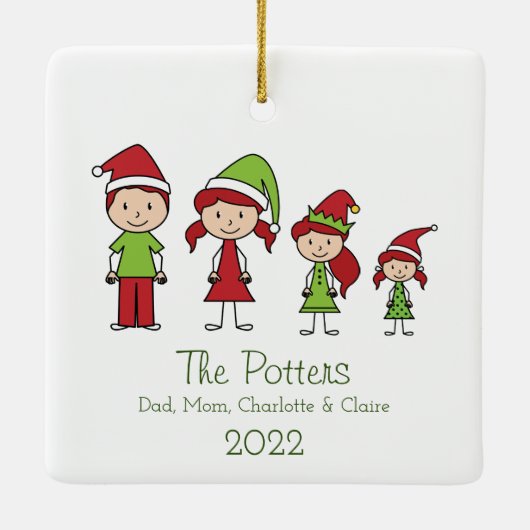 家族パーソナライズされたクリスマス記念セラミックホーン セラミックオーナメント (裏面)