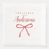 家族パーソナライズされたクリスマス – 赤いリボン (正面)