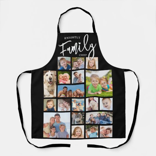 家族パーソナライズされたシェフ19フォトコラージュカスタム エプロン (正面)