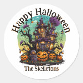 家族パーソナライズされたステッカー – ハ幽霊のよく出るウス ラウンドシール (正面)