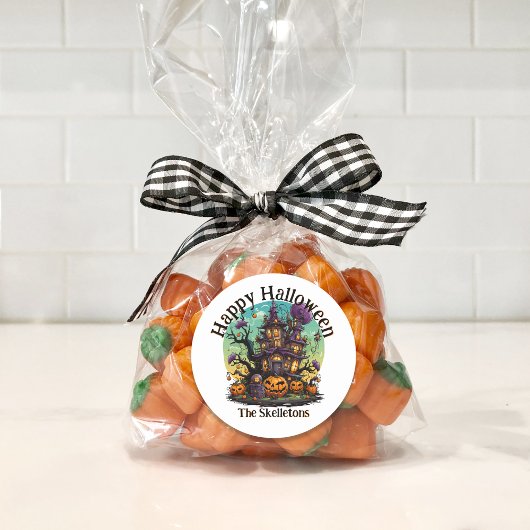 家族パーソナライズされたステッカー – ハ幽霊のよく出るウス ラウンドシール