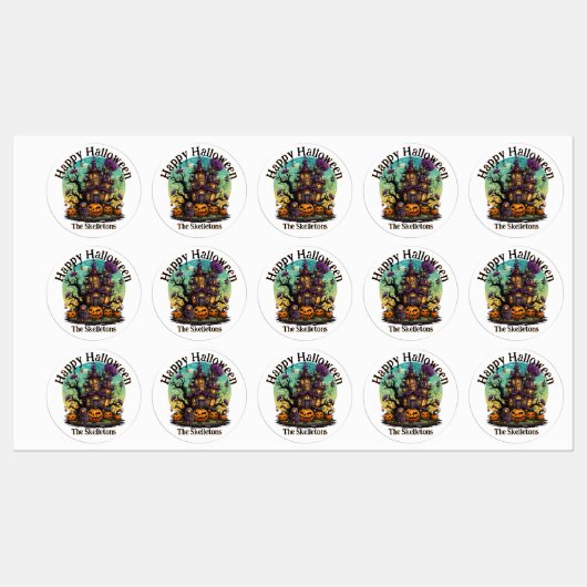 家族パーソナライズされたステッカー – ハ幽霊のよく出るウス ラベル (シート)