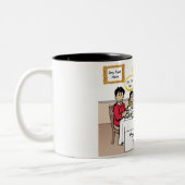 家族パーソナライズされたディナー、3男の子の漫画2トン ツートーンマグカップ (左)