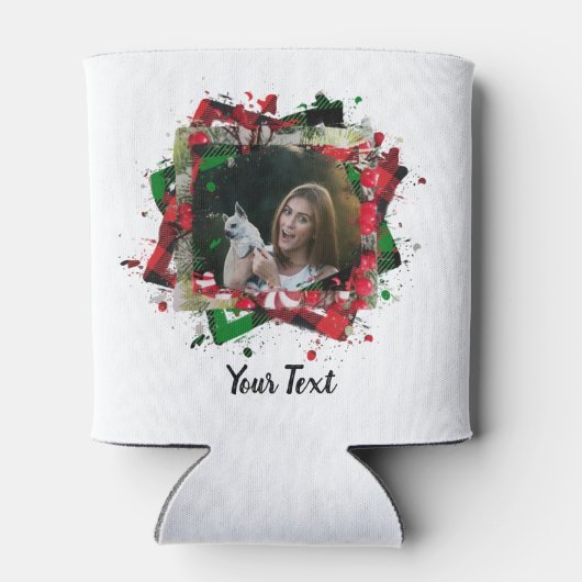 家族パーソナライズされたペット写真クリスマス 缶クーラー (裏面)