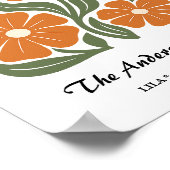 家族パーソナライズされたポスター – レトロフローラプリント ポスター (角)