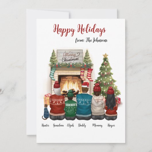 家族パーソナライズされたポートレートクリスマスカード 招待状 (正面)