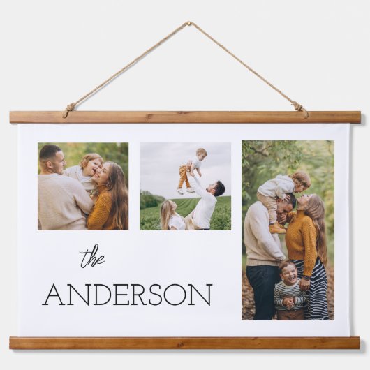 家族パーソナライズされたポートレート写真写真 吊り下げ型タペストリー (正面)