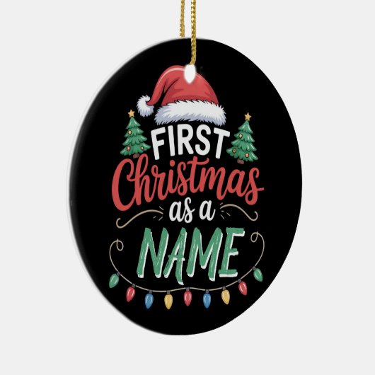 家族パーソナライズされたマッチングとしての初めてのクリスマス セラミックオーナメント (右)