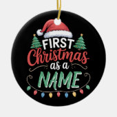 家族パーソナライズされたマッチングとしての初めてのクリスマス セラミックオーナメント (正面)
