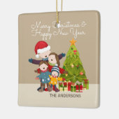 家族パーソナライズされたメリーのクリスマス |オーナメント セラミックオーナメント (左)
