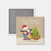 家族パーソナライズされたメリーのクリスマス |マグネット マグネット (正面/裏面)
