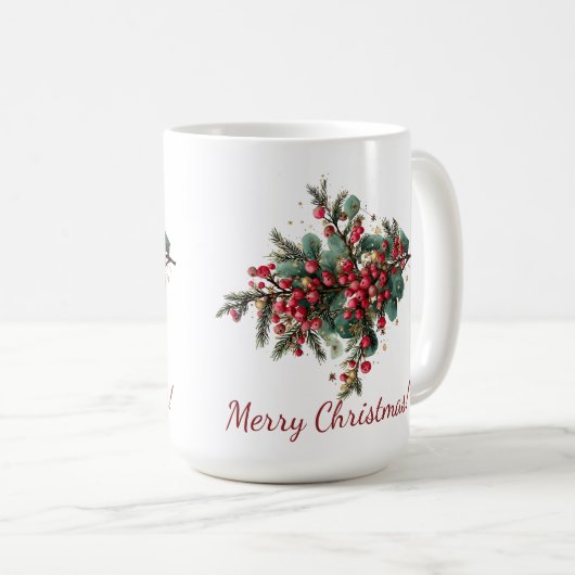 家族パーソナライズされたメリークリスマスデザイン コーヒーマグカップ (正面右)