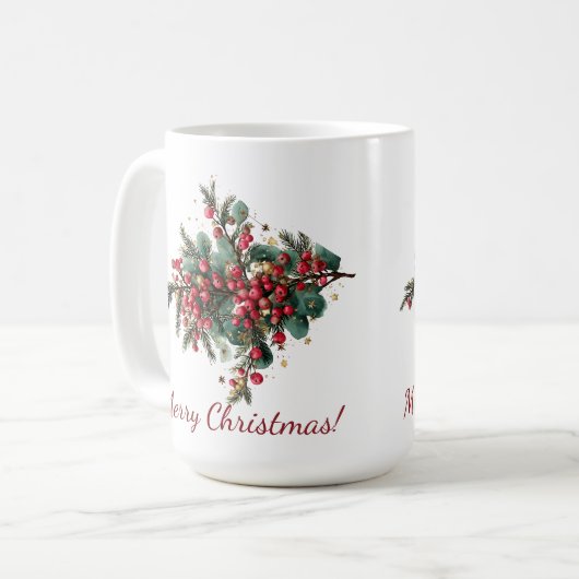 家族パーソナライズされたメリークリスマスデザイン コーヒーマグカップ (正面左)