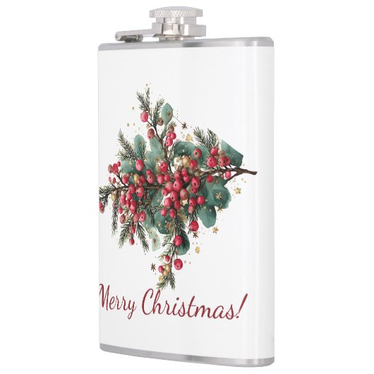 家族パーソナライズされたメリークリスマスデザイン フラスク (左)