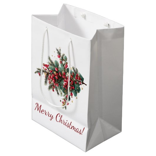 家族パーソナライズされたメリークリスマスデザイン ミディアムペーパーバッグ (正面アングル)