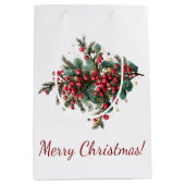 家族パーソナライズされたメリークリスマスデザイン ミディアムペーパーバッグ (正面)