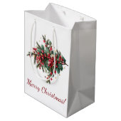 家族パーソナライズされたメリークリスマスデザイン ミディアムペーパーバッグ (裏面アングル)