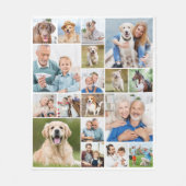 家族パーソナライズされたモダンシンプル18フォトコラージュ フリースブランケット (正面)