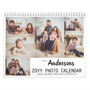 家族パーソナライズされたモダン写真コラージュ カレンダー