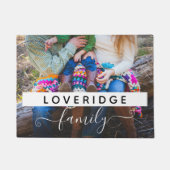 家族パーソナライズされたモノグラム姓カスタム写真 ドアマット (正面)