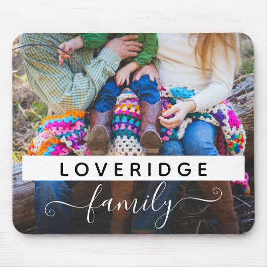 家族パーソナライズされたモノグラム姓カスタム写真 マウスパッド (正面)