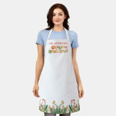 家族パーソナライズされたリッメリートクリスマス エプロン (着用した状態)