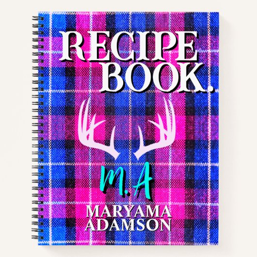 家族パーソナライズされたレシピ書。 | 格子状素朴の ノートブック (正面)