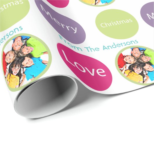 家族パーソナライズされた休日フォトラッピング紙 ラッピングペーパー (ロールコーナー)