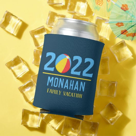 家族パーソナライズされた休暇ビーチボール 缶クーラー (インサイチュ 夏)